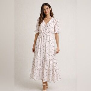 NWOT Sister Jane White Dress with Red Heart Pattern COTTAGECORE SIZE Large